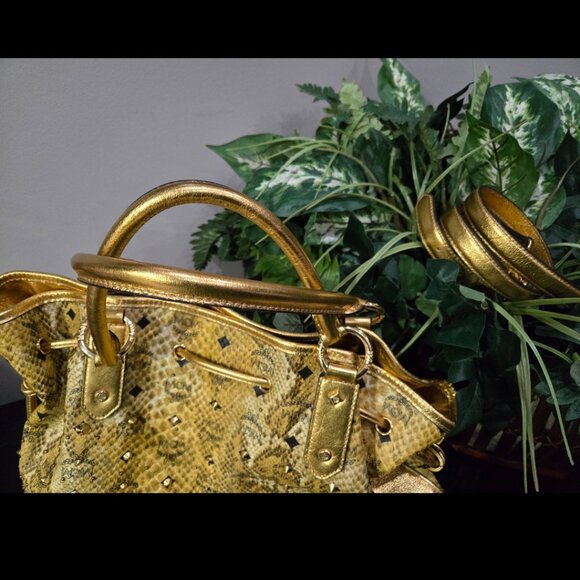 EUC Authentic MCM Snake Print Satchel RARE - Picture 4 of 15